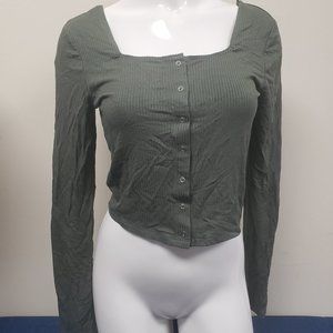 Wild Fable Olive Green Long Sleeve Crop Top XXL